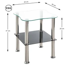 Table d'appoint double plateau en verre