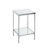 Table d'appoint en acier chromé et étagères en verre miroir