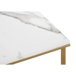 Table d'appoint en acier doré et plateau décor marbre
