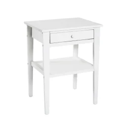 table d'appoint en bois massif laqué blanc