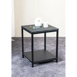 Table d'appoint en métal avec plateaux décor noir