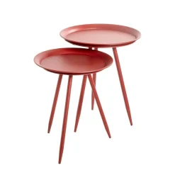Table d'appoint en métal laqué rouge modèle maxi