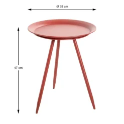 Table d'appoint en métal laqué rouge modèle mini