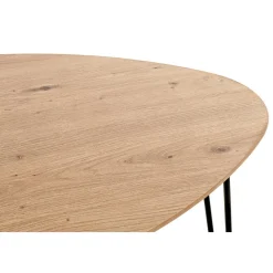 Table d'appoint en métal laqué noir et plateau décor chêne