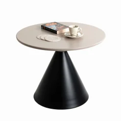 Table d'Appoint en métal noir tablette peint par poudrage en gris cachemire