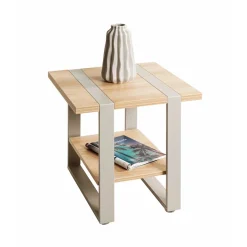 Table d'appoint en tube d'acier en gris cachemire étagères en panneau de particules