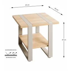 Table d'appoint en tube d'acier en gris cachemire étagères en panneau de particules