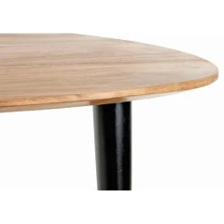Table d’appoint en tube d'acier laqué noir plateau en bois massif