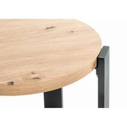 Table d’appoint en tube d'acier en noir, plateau en MDF décor chêne