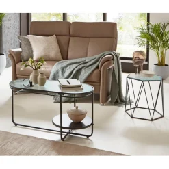 table d'appoint en verre et métal laqué