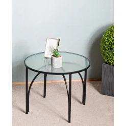 table d'appoint en verre et métal laqué