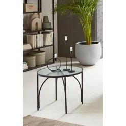 table d'appoint en verre et métal laqué