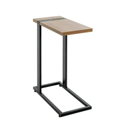 Table d'appoint finition chêne et structure en acier