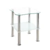 table d'appoint inox et verre trempé