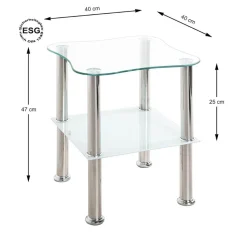 table d'appoint inox et verre trempé