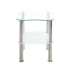 table d'appoint inox et verre trempé
