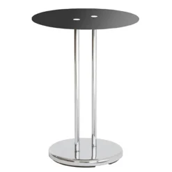 table d'appoint inox et verre trempé noir