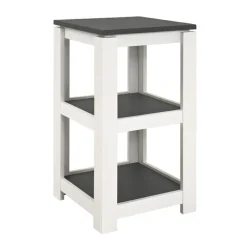 Table d'appoint laqué blanc 3 plateaux décor granit