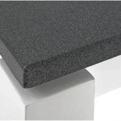 Table d'appoint laqué blanc 3 plateaux décor granit