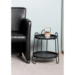 Table d'appoint laqué noir acier