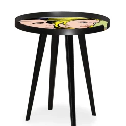 Table d'appoint magnétique ronde à rebord Bipolart Métal Noir avec 3 Tops style Fun