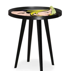 Table d'appoint magnétique ronde à rebord Bipolart Métal Noir avec 3 Tops style Fun