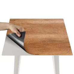 Table d'appoint magnétique carrée Bipolart Métal Blanc avec 3 Tops style Natural