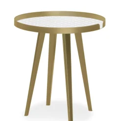 Table d'appoint magnétique ronde à rebord Bipolart Métal Or avec 3 Tops style Scandinave