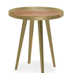 Table d'appoint magnétique ronde à rebord Bipolart Métal Or avec 3 Tops style Natural