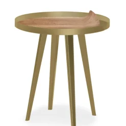 Table d'appoint magnétique ronde à rebord Bipolart Métal Or avec 3 Tops style Natural