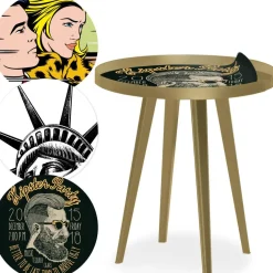 Table d'appoint magnétique ronde à rebord Bipolart Métal Or avec 3 Tops style Fun