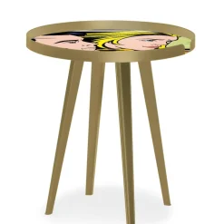 Table d'appoint magnétique ronde à rebord Bipolart Métal Or avec 3 Tops style Fun