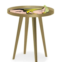 Table d'appoint magnétique ronde à rebord Bipolart Métal Or avec 3 Tops style Fun