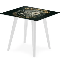 Table d'appoint magnétique carrée Bipolart Métal Blanc avec 3 Tops style Fun