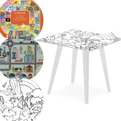 Table d'appoint magnétique carrée Bipolart Métal Blanc avec 3 Tops style Kid