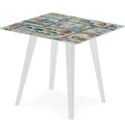 Table d'appoint magnétique carrée Bipolart Métal Blanc avec 3 Tops style Kid