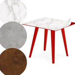 Table d'appoint magnétique carrée Bipolart Métal Rouge avec 3 Tops style Textures