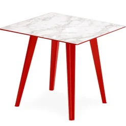 Table d'appoint magnétique carrée Bipolart Métal Rouge avec 3 Tops style Textures