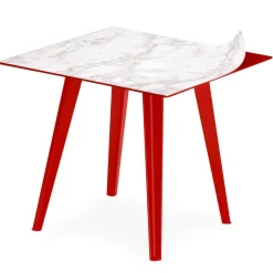Table d'appoint magnétique carrée Bipolart Métal Rouge avec 3 Tops style Textures