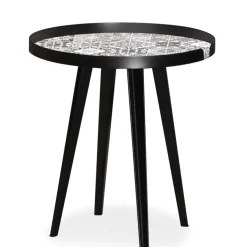 Table d'appoint magnétique ronde à rebord Bipolart Métal Noir avec 3 Tops style Natural
