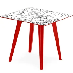 Table d'appoint magnétique carrée Bipolart Métal Rouge avec 3 Tops style Kid