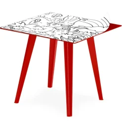 Table d'appoint magnétique carrée Bipolart Métal Rouge avec 3 Tops style Kid