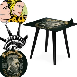 Table d'appoint magnétique carrée Bipolart Métal Noir avec 3 Tops style Fun