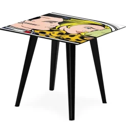 Table d'appoint magnétique carrée Bipolart Métal Noir avec 3 Tops style Fun