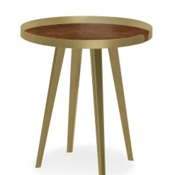 Table d'appoint magnétique ronde à rebord Bipolart Métal Or avec 3 Tops style Textures