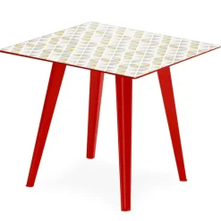 Table d'appoint magnétique carrée Bipolart Métal Rouge avec 3 Tops style Scandinave