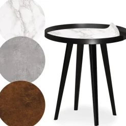 Table d'appoint magnétique ronde à rebord Bipolart Métal Noir avec 3 Tops style Textures