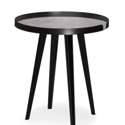 Table d'appoint magnétique ronde à rebord Bipolart Métal Noir avec 3 Tops style Textures