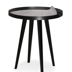 Table d'appoint magnétique ronde à rebord Bipolart Métal Noir avec 3 Tops style Textures