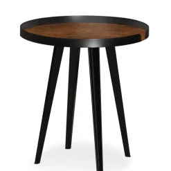 Table d'appoint magnétique ronde à rebord Bipolart Métal Noir avec 3 Tops style Textures